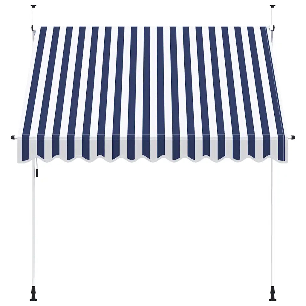 Tenda da Sole Retrattile Manuale 250 cm a Strisce Blu e Bianche 43221
