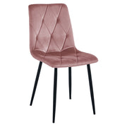 Sedia Libra in velluto rosa con gambe in metallo nero