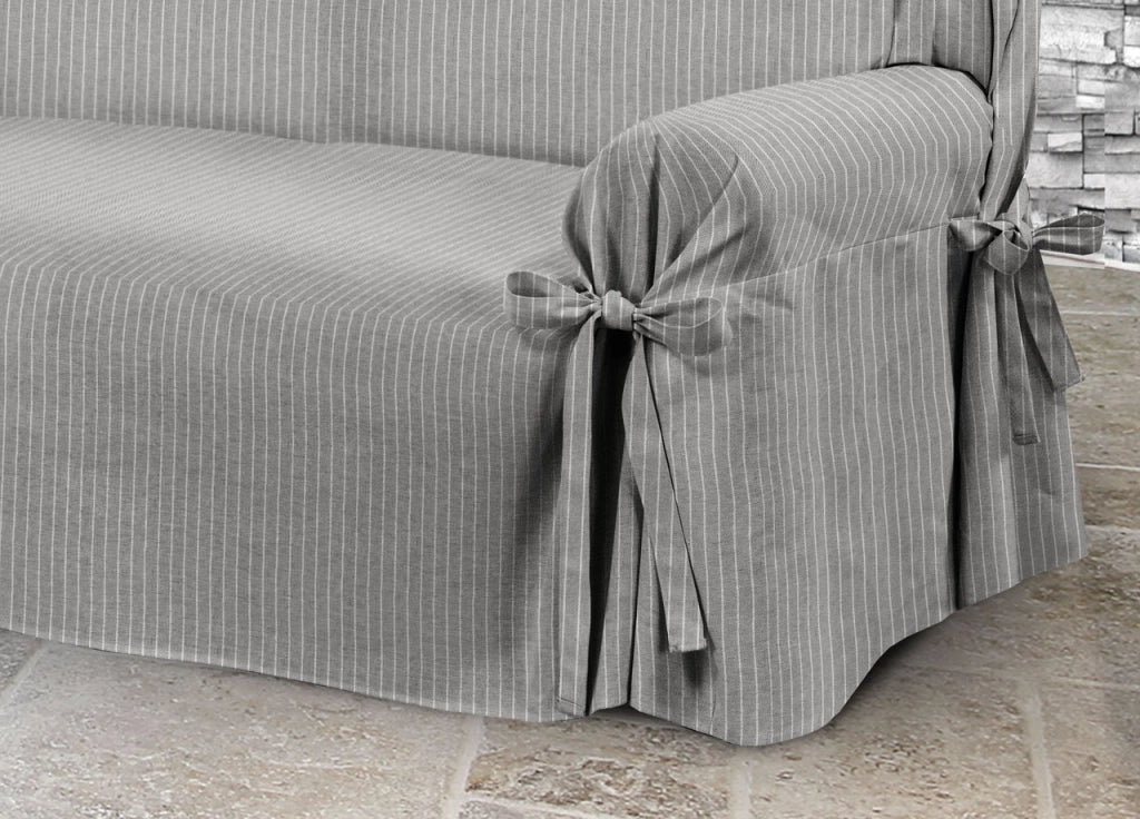 Copridivano Fodera Telo Protezione Divano Con Laccetti Fiocco Disegno Lord - 3 Posti - Grigio