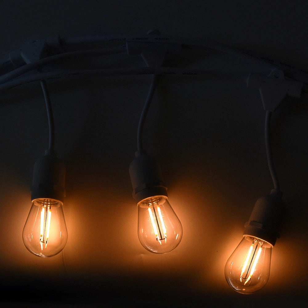 CATENA DI LUCI DA ESTERNO 10MT CON PORTALAMPADE E27 CAVO BIANCO IP54 - PERFETTA PER GIARDINI EVENTI RISTORANTI E FESTE ALL'APERTO