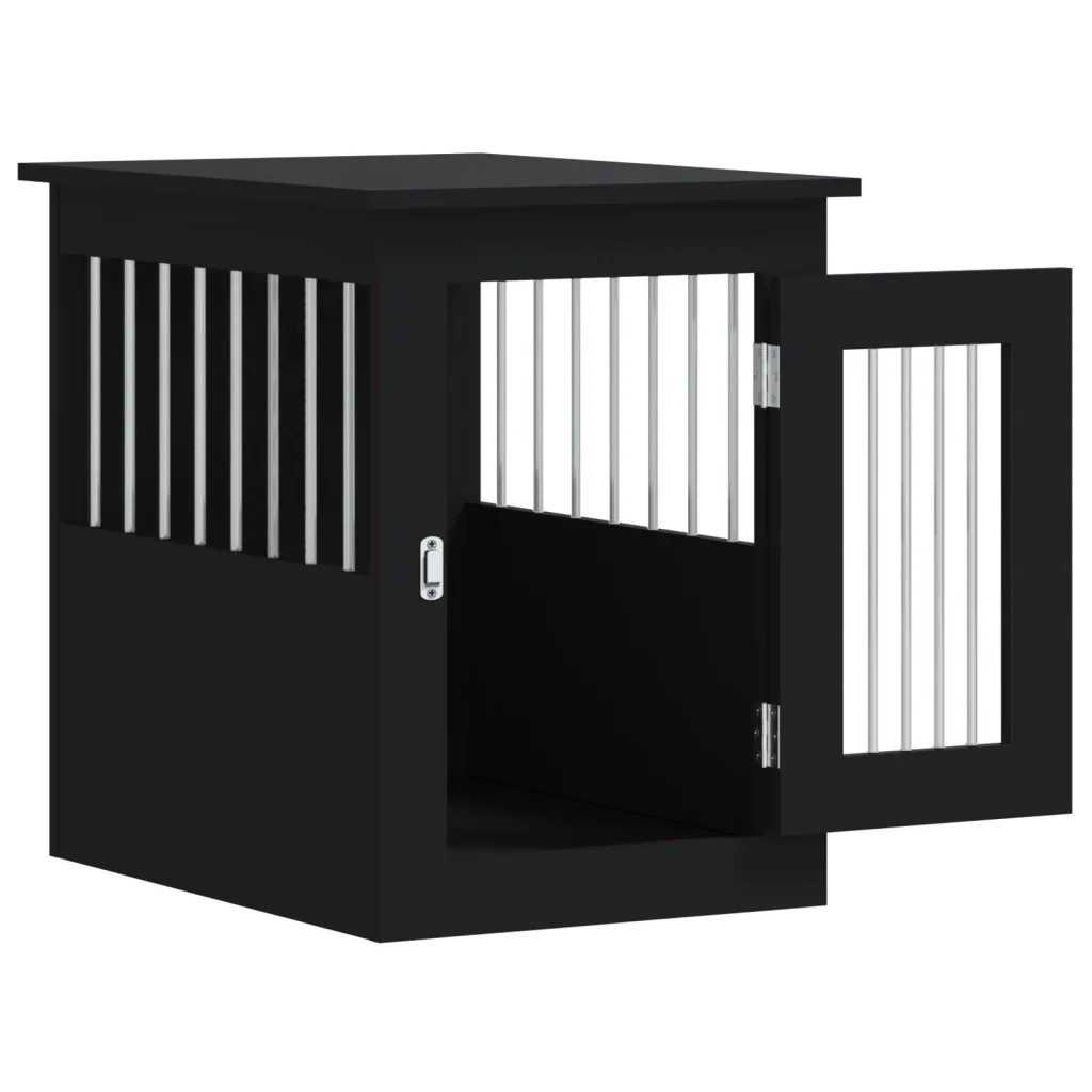 Gabbia Cani da Arredamento Nera 45x62x59cm Legno Multistrato 838310