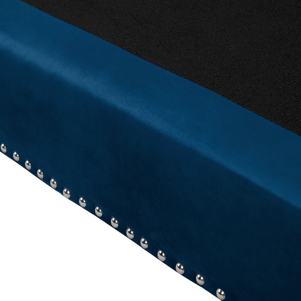 Divano in velluto a 3 posti Glamour blu navy con bottoni sul retro
