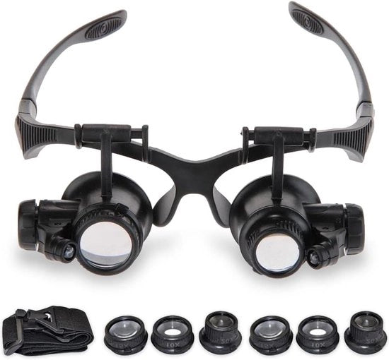 Lente con illuminazione LED - Ingrossa 10x 15x 20x 25x - Lenti intercambiabili - Lente ottica - Riparazione orologi da polso.