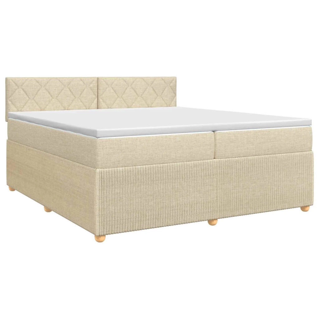 Letto box spring con materasso Crema 200 x 200 cm Tessuto 3451557