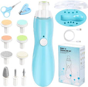 Verricciatore elettrico 12-in-1 per cura unghie - Con pezzi di ricambio e cavo di ricarica USB - Kit manicure e pedicure elettrico per neonati e bambini.