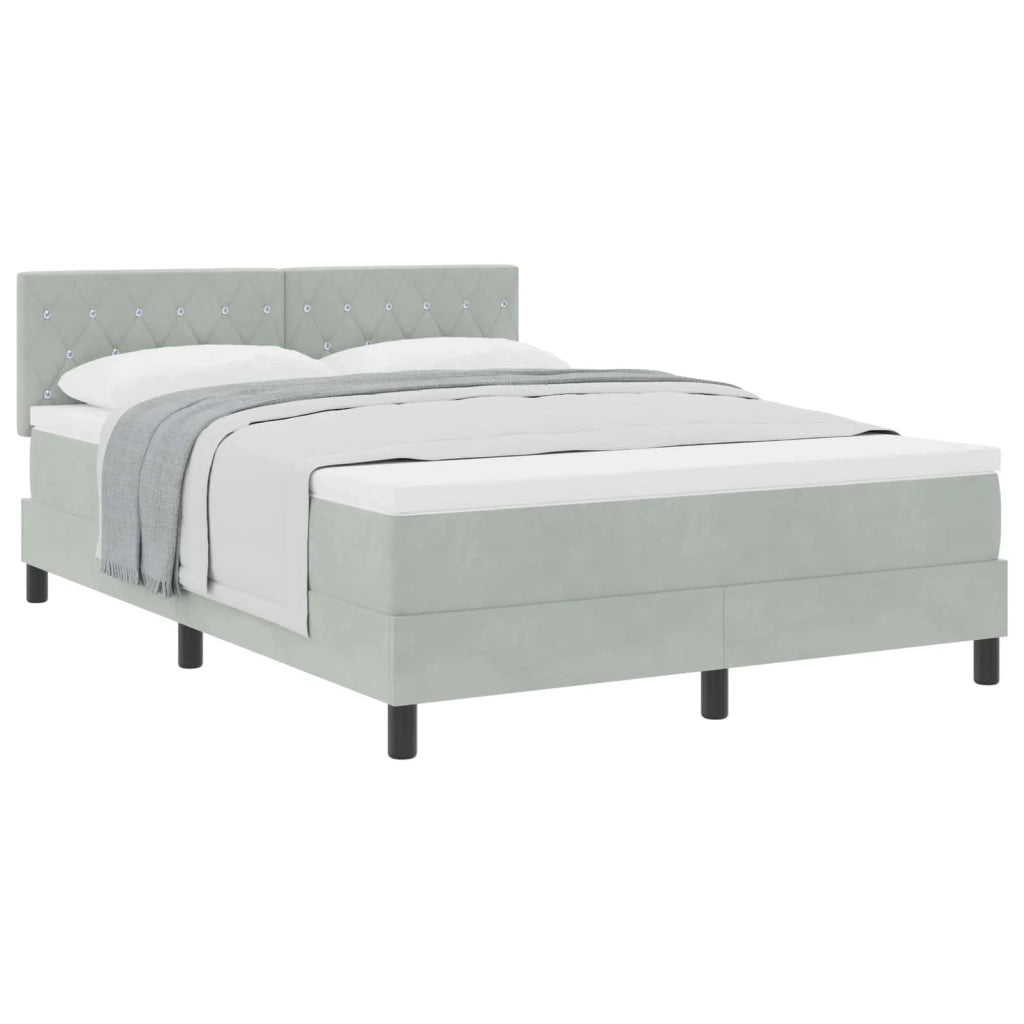Letto a molle con materasso Grigio chiaro 140 x 190 cm Velluto 3339104