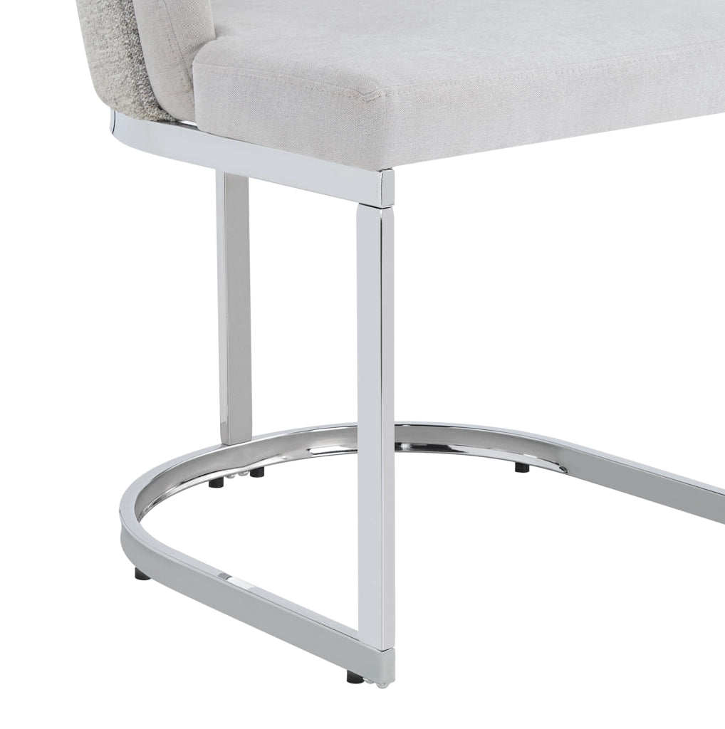 Set di 2 sedie da pranzo 65.99x56.01x56.01 cm con doppio schienale in chenille grigio e argento