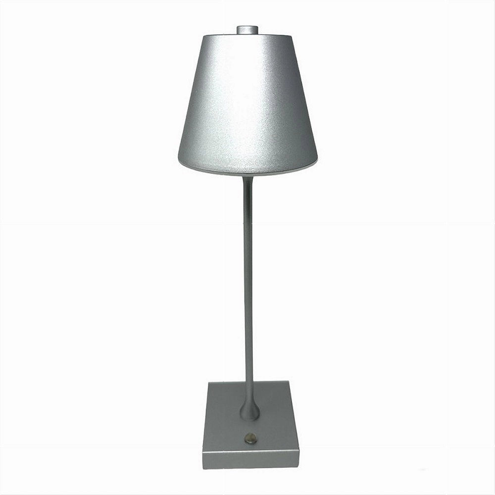 Trade Shop - Lampada Tavolo Ricaricabile Usb 10 Watt 3 Colorazione Di Luce Vari Colori D27-3c - Argento