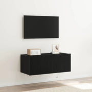 Mobile TV da parete-Mobile TV a Muro-Credenza TV Rovere Nero 80 x 35 x 31 cm