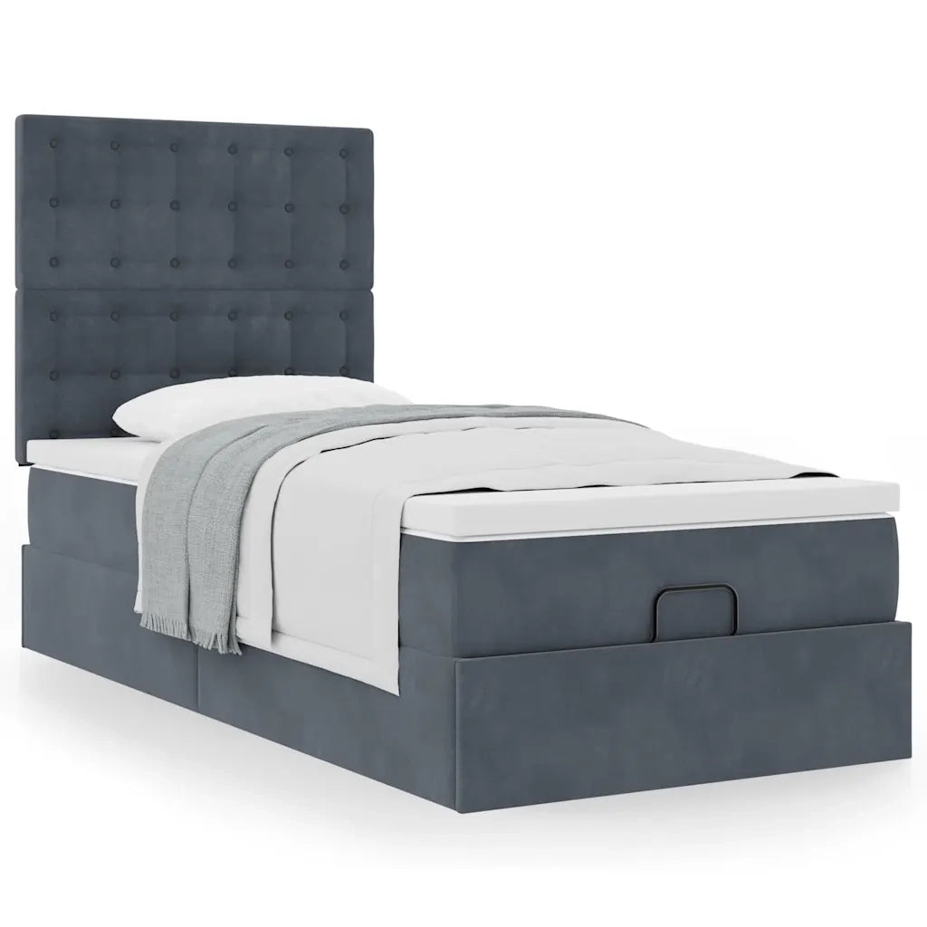 Struttura Letto Pouf con Materassi 90x190 cm in Velluto 3313584