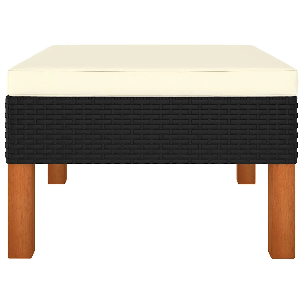 Sedia da giardino-Poggiapiedi in Polyrattan e Legno Massello di Eucalipto 505004
