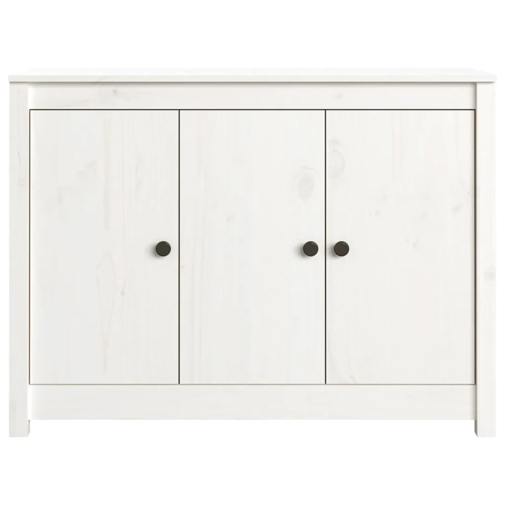 Credenza Bianca 100x35x74 cm in Legno Massello di Pino