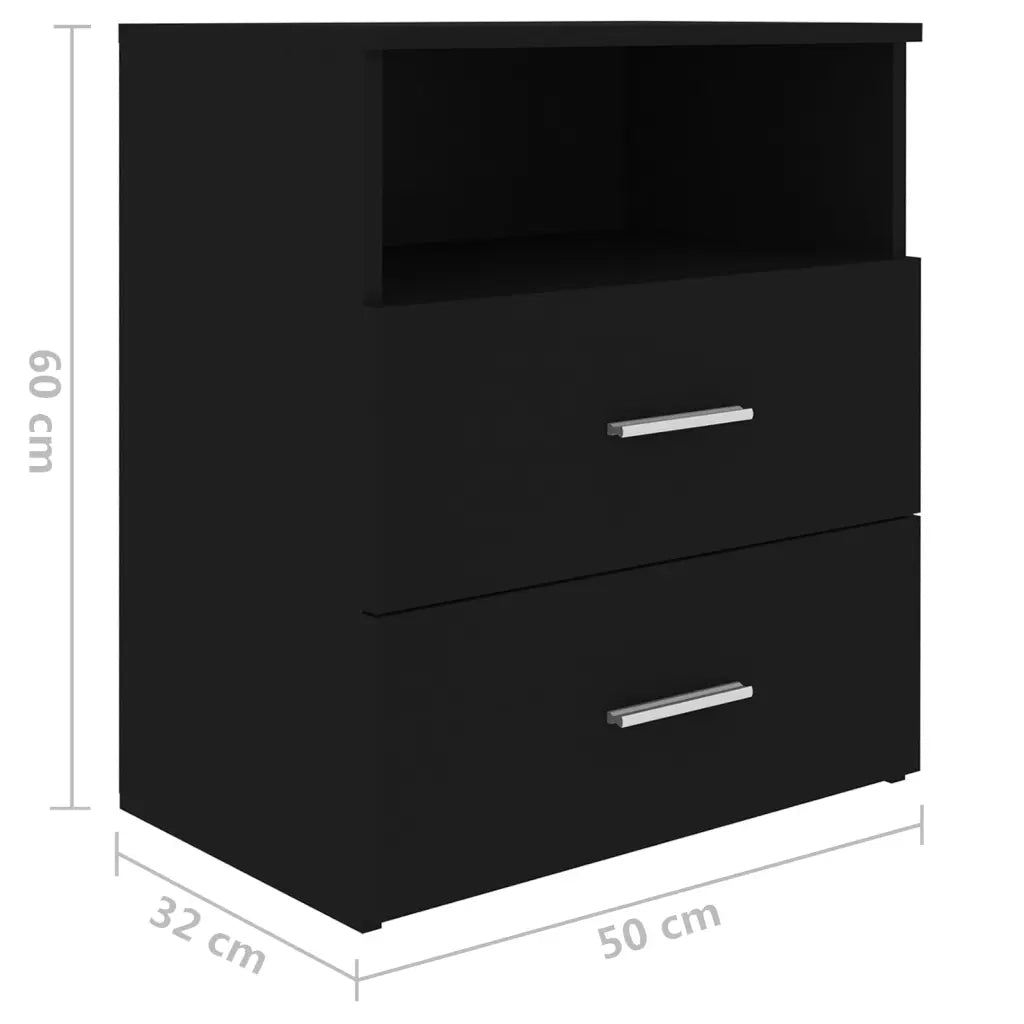 Comodini 2pz Neri 50x32x60 cm 803275