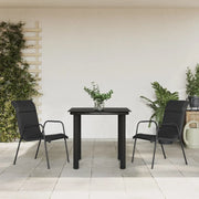 Set da Pranzo da Giardino 3 pz Nero in Acciaio e Textilene 3200710