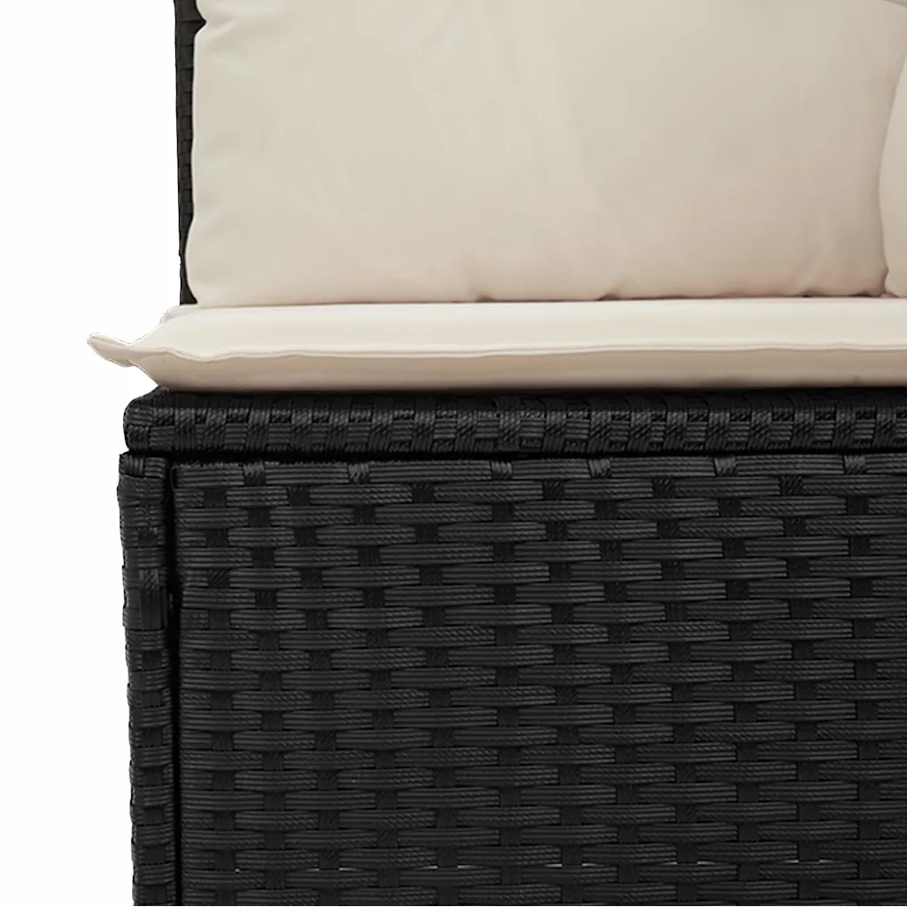 Divano da Giardino con Cuscini a 2 Posti Nero in Polyrattan 365998