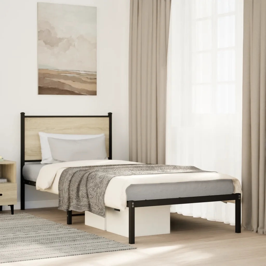 Giroletto senza Materasso in Metallo-Struttura Letto Rovere Sonoma 75x190 cm 371162