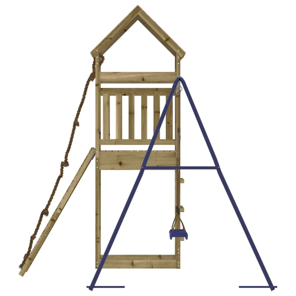 Altalene per parco giochi all'aperto scivolo altalene robuste giochi da giardino 245 x 256 x 264 cm legno di pino impregnato 02_0004696