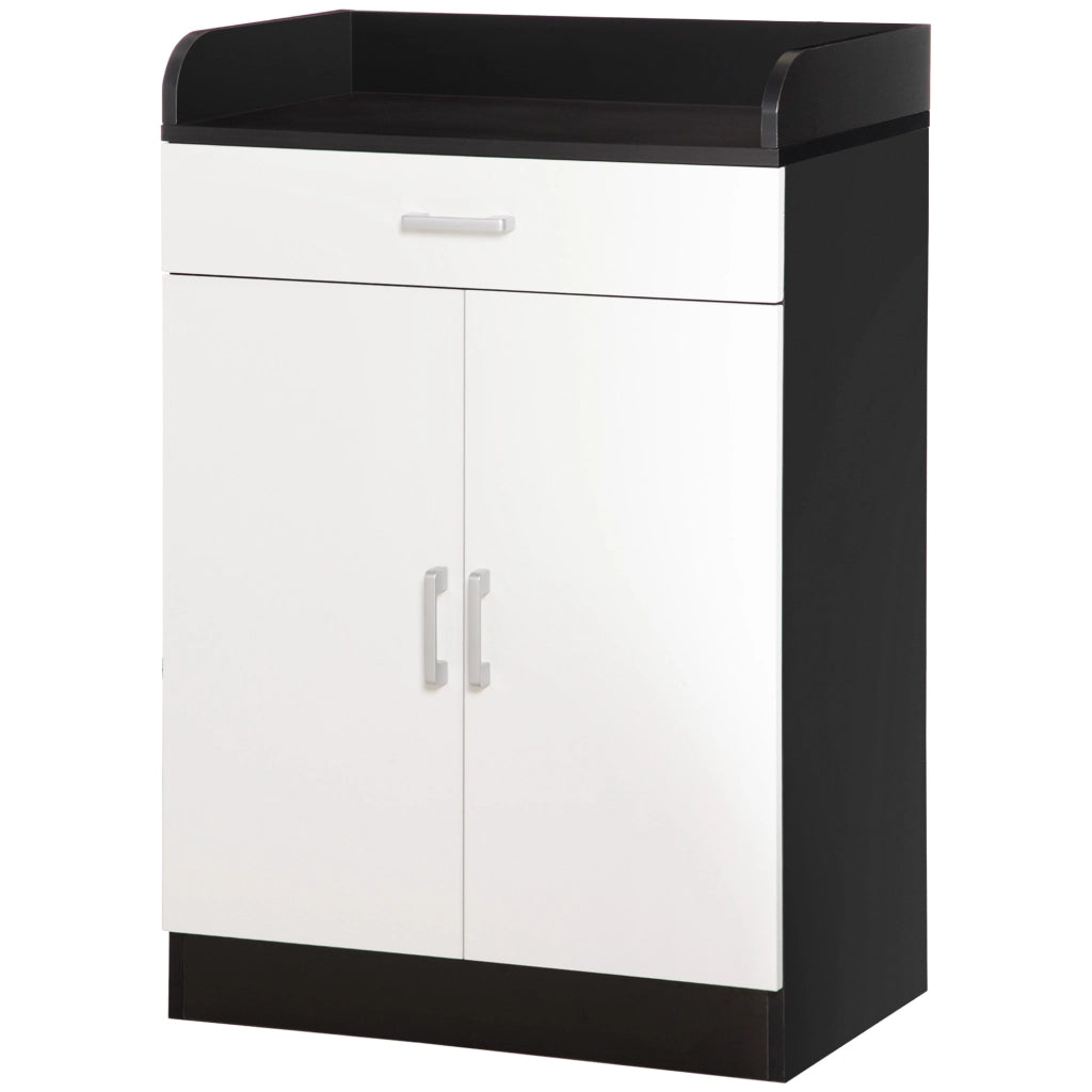 Mobiletto da Ingresso con Cassetto e Ripiano Regolabile ¨C zephmum ¨C Legno MDF Bianco e Nero 60x40x90cm