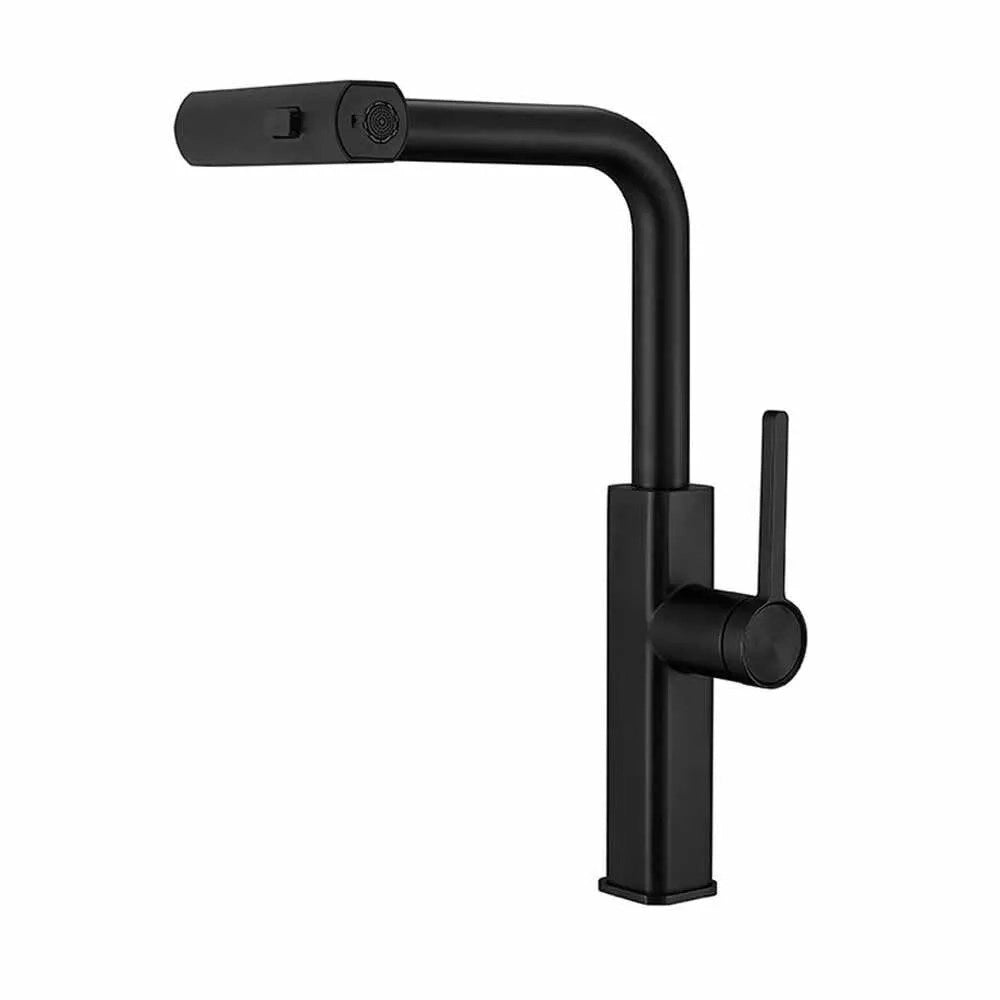 Trade Shop - Rubinetto Cucina Estraibile Con Erogatore Girevole 2 Getti Miscelatore Nero 87256 -