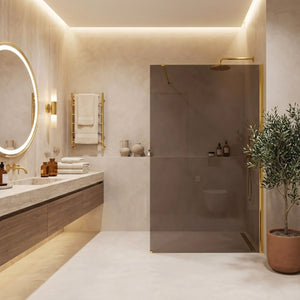 Parete Doccia Rea Flexi Brown / Gold 140