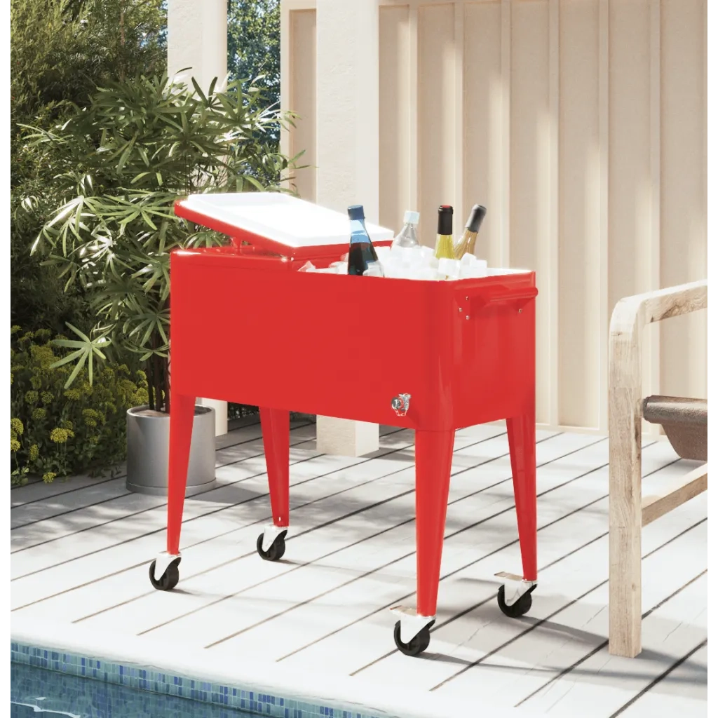 Carrello Porta Ghiaccio su Ruote Rosso 92x43x89 cmcod mxl 126566