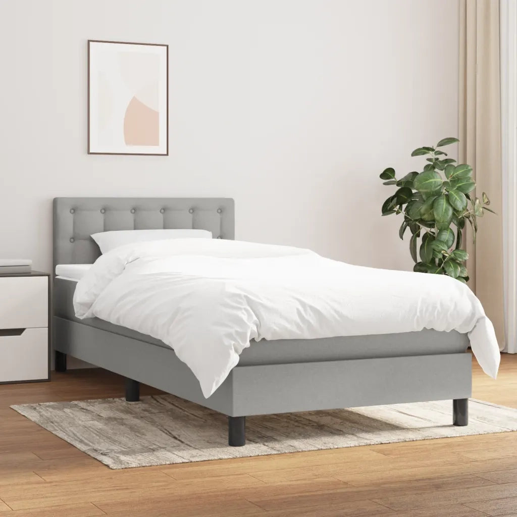 Giroletto a Molle con Materasso-Struttura Letto Grigio Chiaro100x200 cm Tessuto 222916