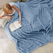 Deconfortevole deken 220x240 - coperta per letto, deken di lana e di fleece, coperta per divano, morbida, calda, deken di corduroy grosso per decorazione della camera, deken per la stanza, deken grande, azzurro cielo, 220 x 240 cm