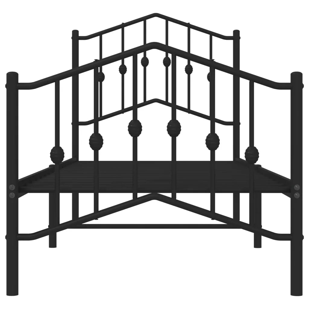 Giroletto con Testiera e Pediera Metallo Nero 75x190 cm 373797