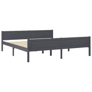 Letto matrimoniale | Letto per adulti | Giroletto Grigio in Legno Massello di Pino 180x200 cm