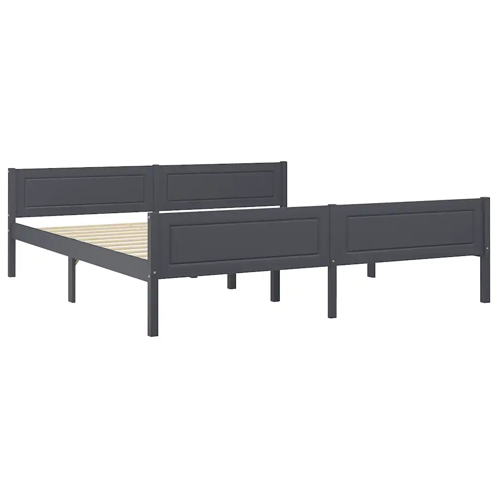 Letto matrimoniale | Letto per adulti | Giroletto Grigio in Legno Massello di Pino 180x200 cm