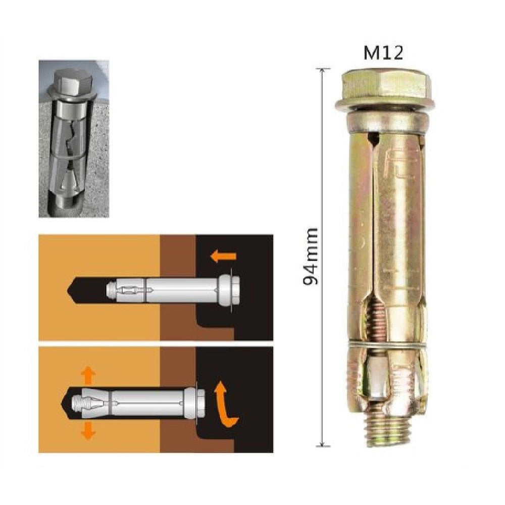 Trade Shop - Set Tassello Tasselli Metallici Bullone M12 X 94 Mm Accessori Minuteria 91043 -