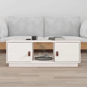 Tavolino da Salotto Bianco 100x50x35 cm Legno Massello di Pino 818266