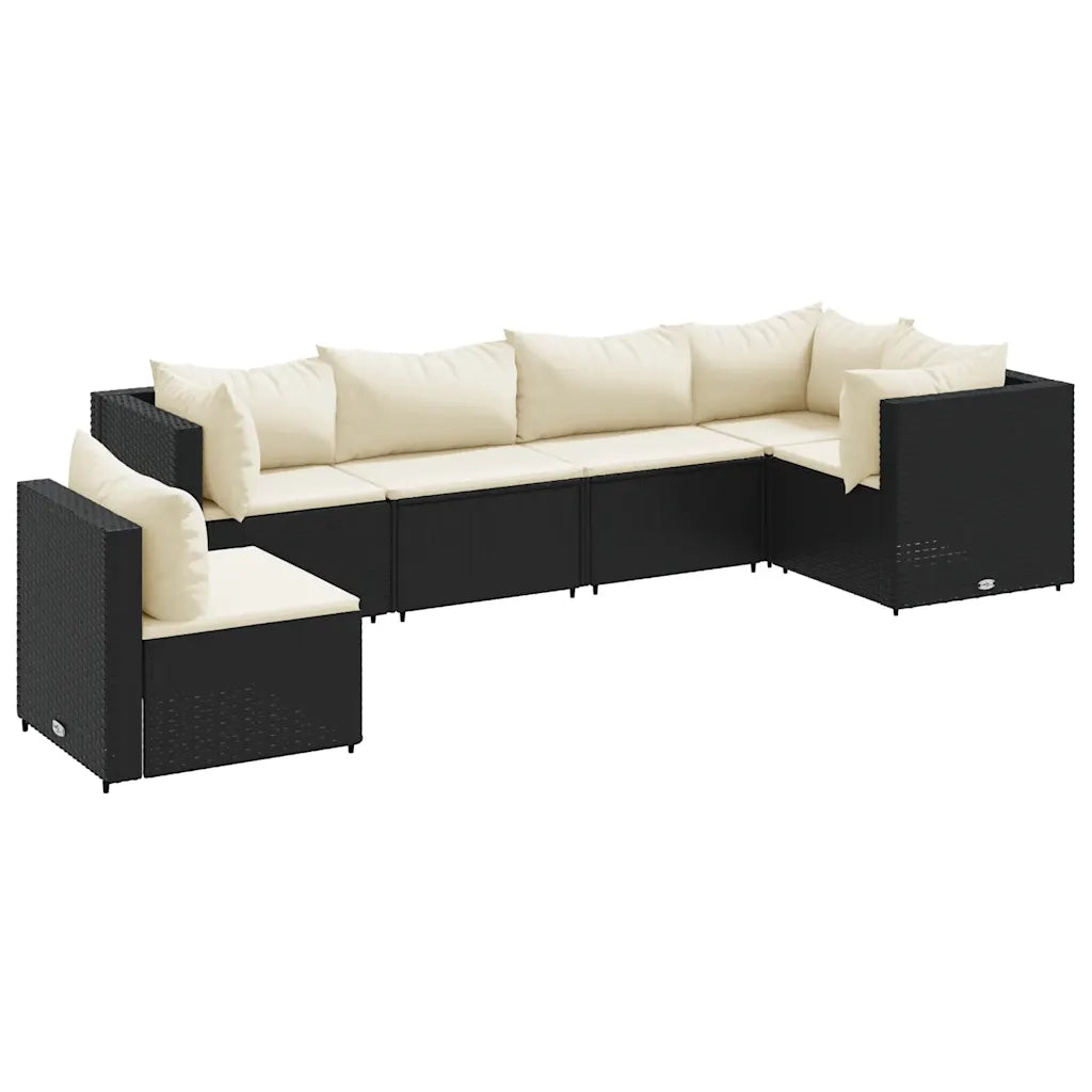 Set Mobili da Giardino 6 pz con Cuscini in Polyrattan Nero 3308168