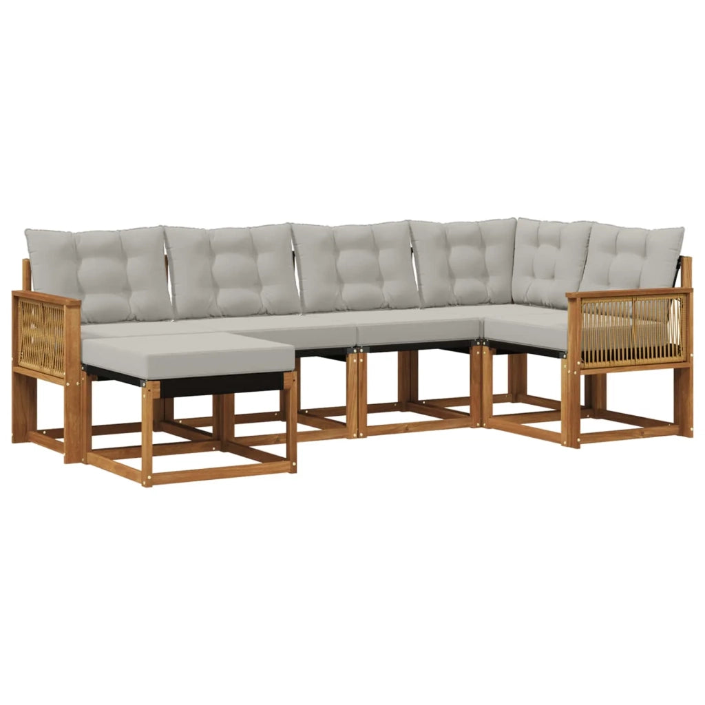 Set di divani da esterno 6 pz Naturale e Grigio Chiaro 3382067