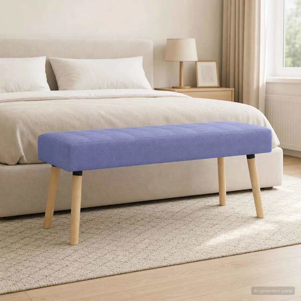 Panchina trapuntata a canale Blu jeans 110 x 40 x 46 cm Tessuto 42038500