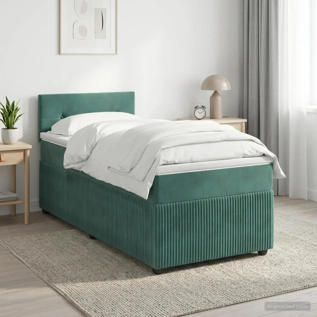 Letto box spring con materasso Verde Scuro 90 x 200 cm Velluto 3451604