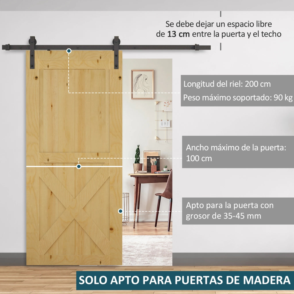 Kit binario per porta scorrevole in legno ¨C Xylo ¨C 200 cm, acciaio al carbonio marrone, max 90 kg