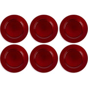 Trade Shop - 6 X Sottopiatti Natalizi In Plastica 33cm Decorazioni Natale Per La Tavola Rosso -