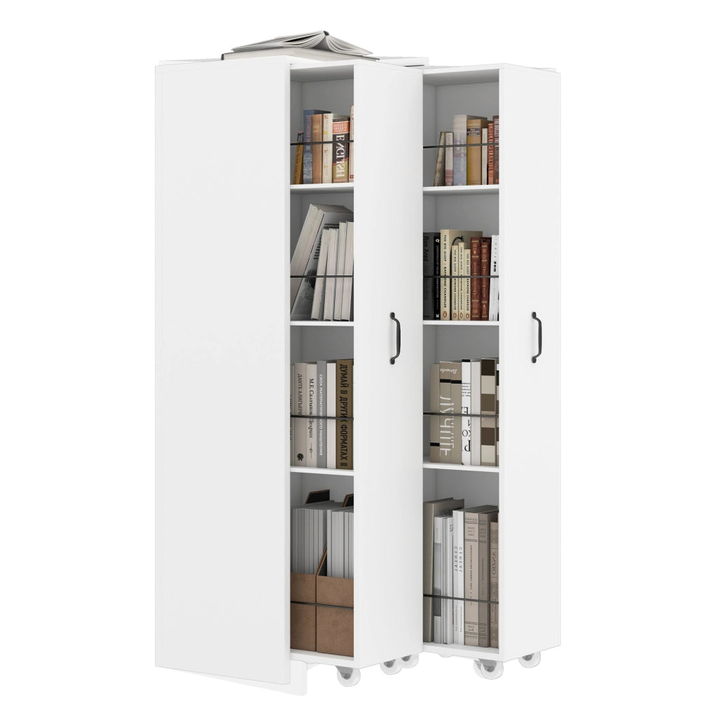 Libreria estensibile su ruote 51，5x41x158 cm MDF bianco