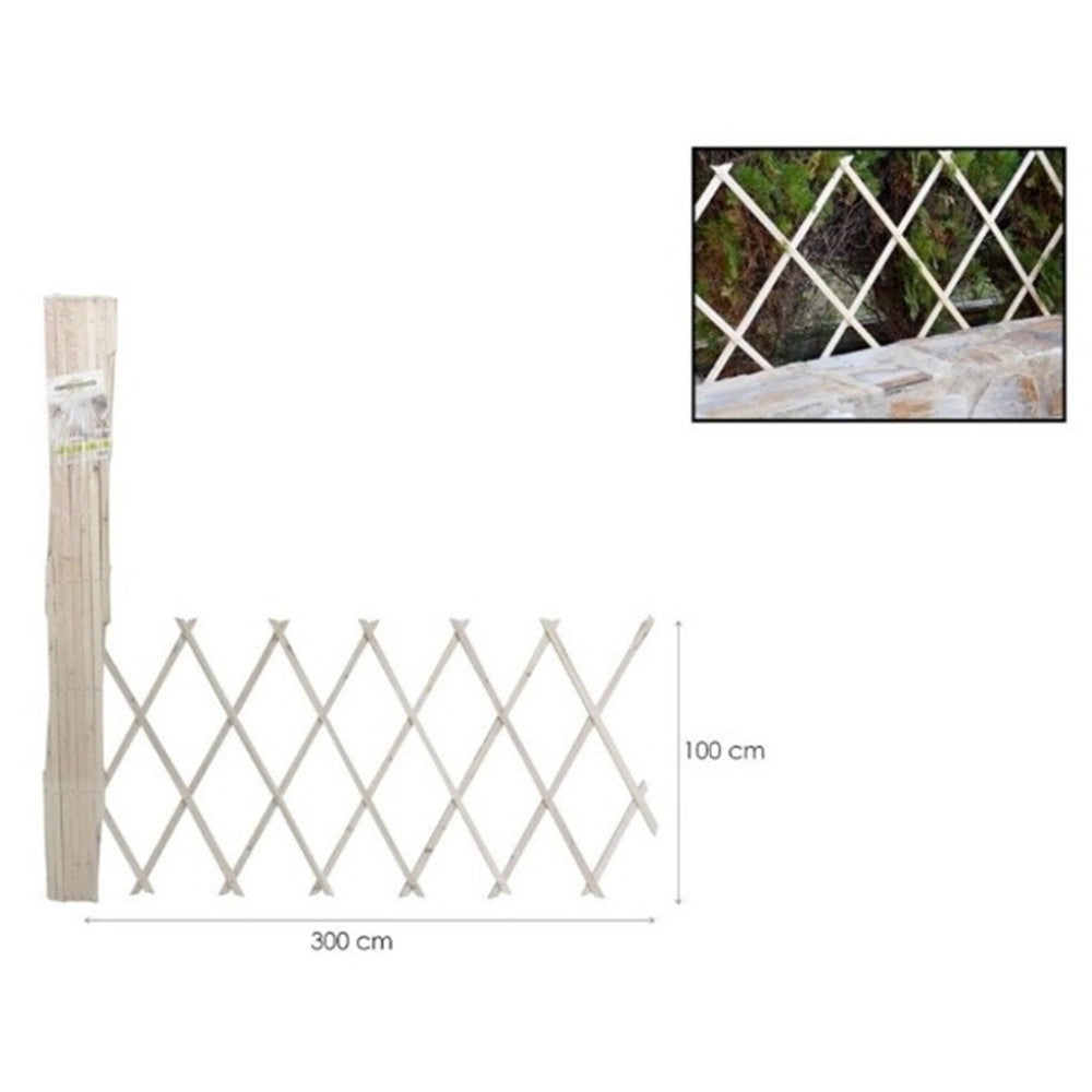 Trade Shop - Traliccio Estensibile In Legno Naturale Chiaro Piante Rampicanti Giardino 300x100cm 222735 -