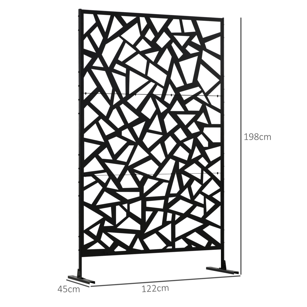 Pannello decorativo brise-vue per balcone esterno in acciaio nero ¨C zephmum ¨C 122x45x198 cm
