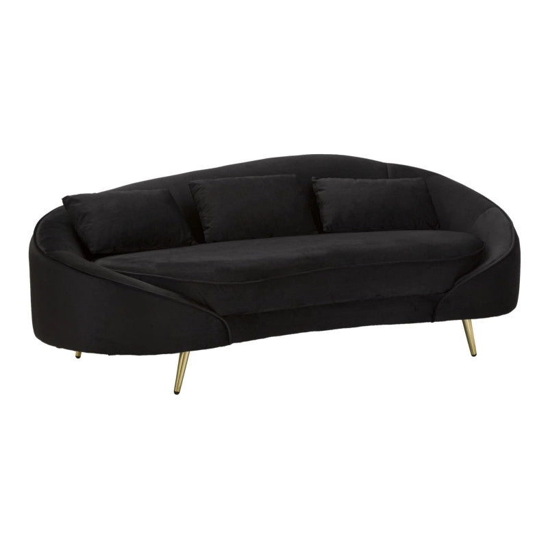 Divano 3 Posti Oslo Con Cuscini Nero cm 185x84x68