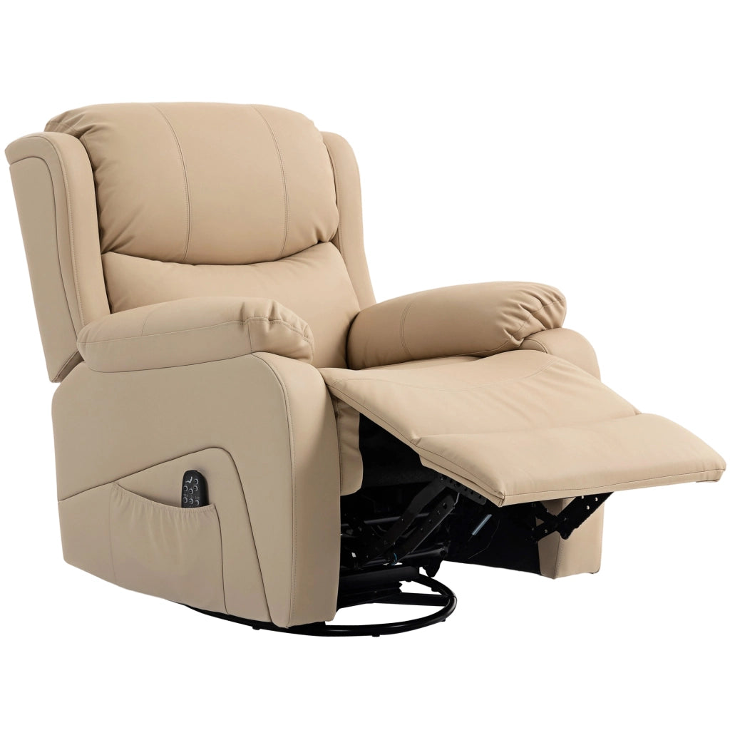 Poltrona Relax Reclinabile Massaggiante con Poggiapiedi ¨C zephmum ¨C Beige 87x97x100 cm