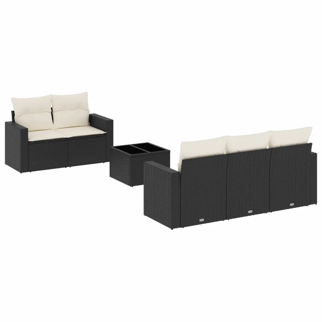 Set Divano da Giardino 6 pz con Cuscini Nero in Polyrattan 3251033