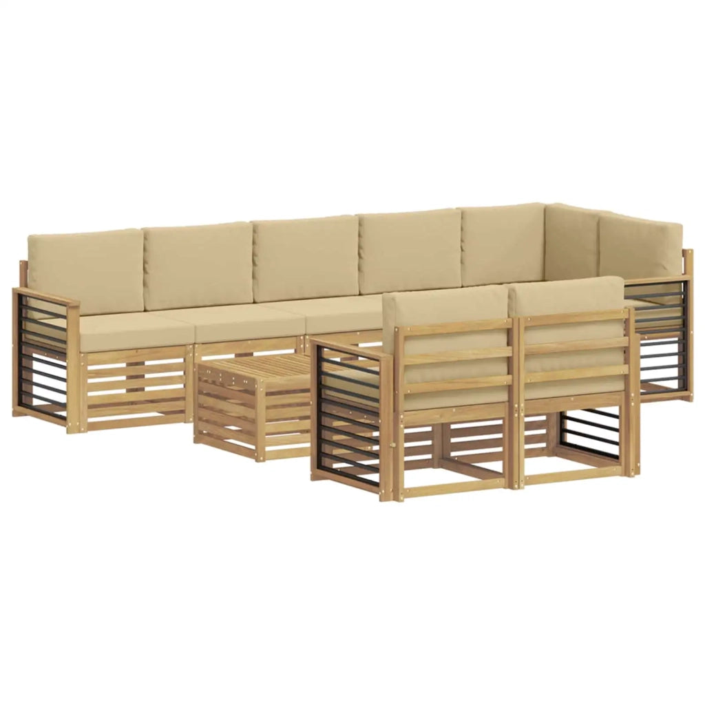 Set di divani da esterno 9 pcs Bianco e Beige 59 x 59 x 37 cm
