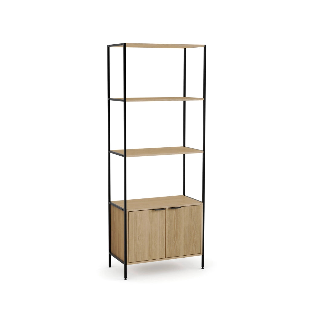 Scaffale Hispanohogar 2 ante finitura rovere e grafite 176x68x35