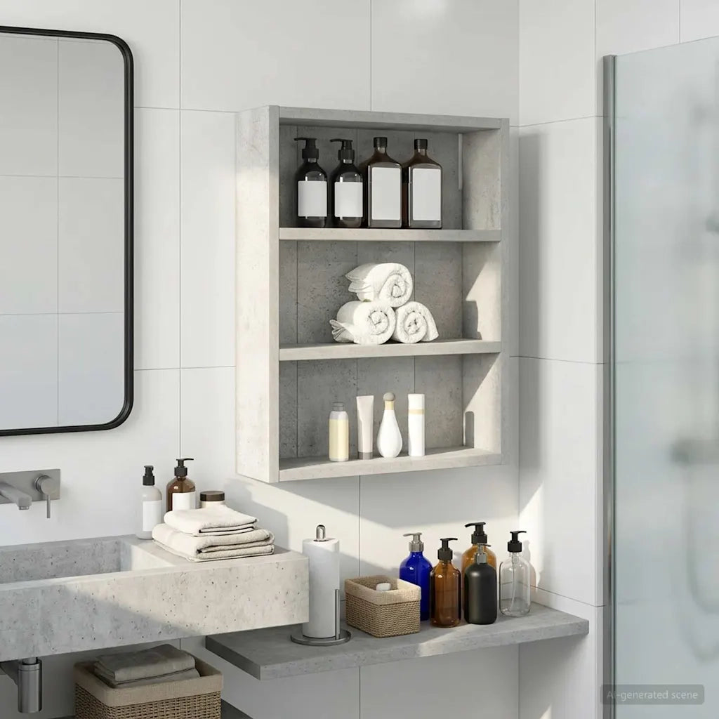 Armadio da bagno a muro Grigio Cemento 40 x 10 x 50 cm