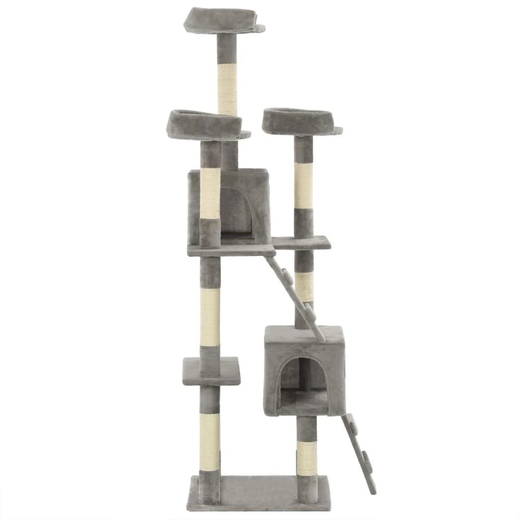 Tiragraffi albero per gatti cuccia per gatti giocattolo peluche sisal 170 cm grigio 3702087