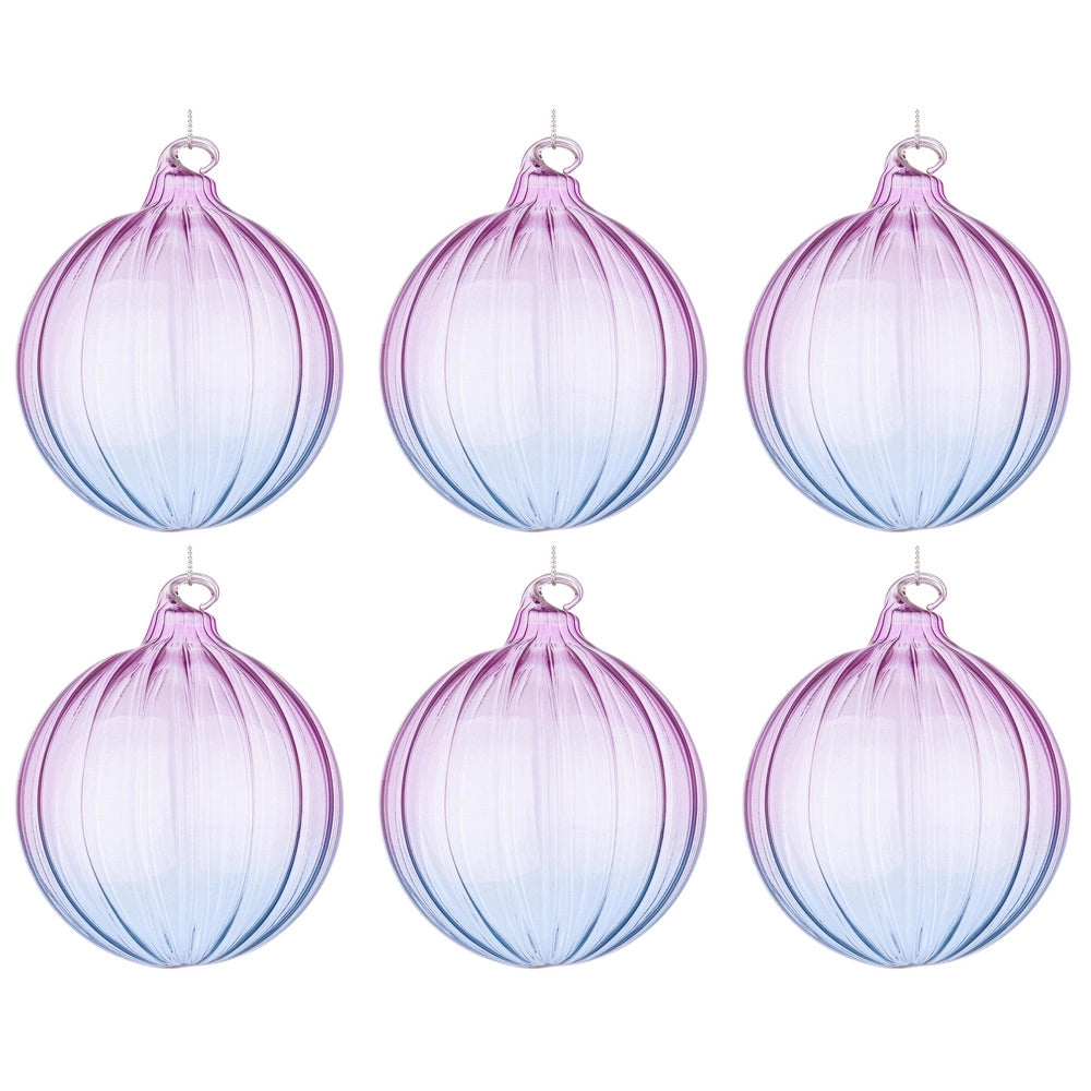 Palline di Natale in Vetro Viola e Blu Design Moderno Slab Diametro: 80 mm