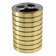 Trade Shop - Porta Spazzolini Bicchiere A 3 Fori Oro A Righe Stile Moderno Arredo Bagno 10385 -